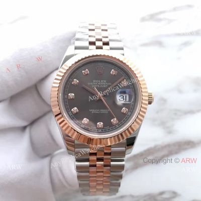 (EW) Replica Rolex Datejust II 41mm Dark Rhodium Diamond Watch ETA3255
